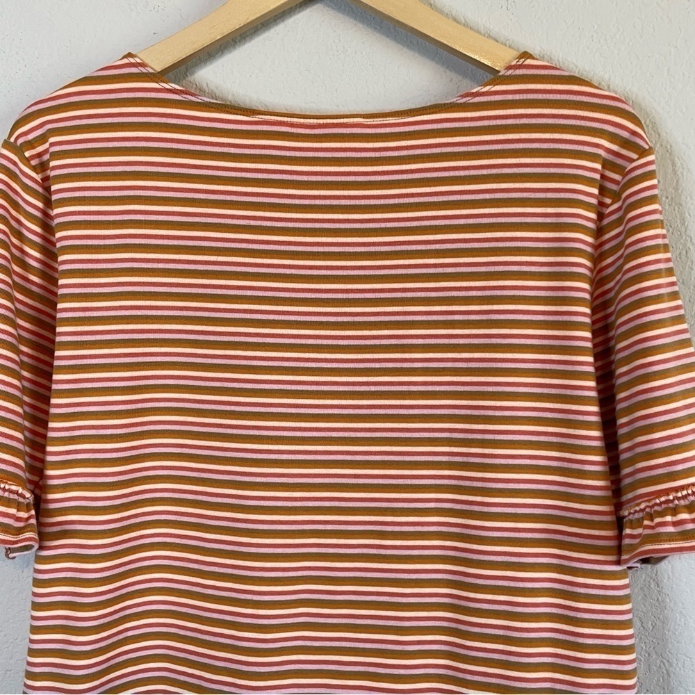 Anthropologie Striped Orange and White Peplum Top - Picture 9 of 14